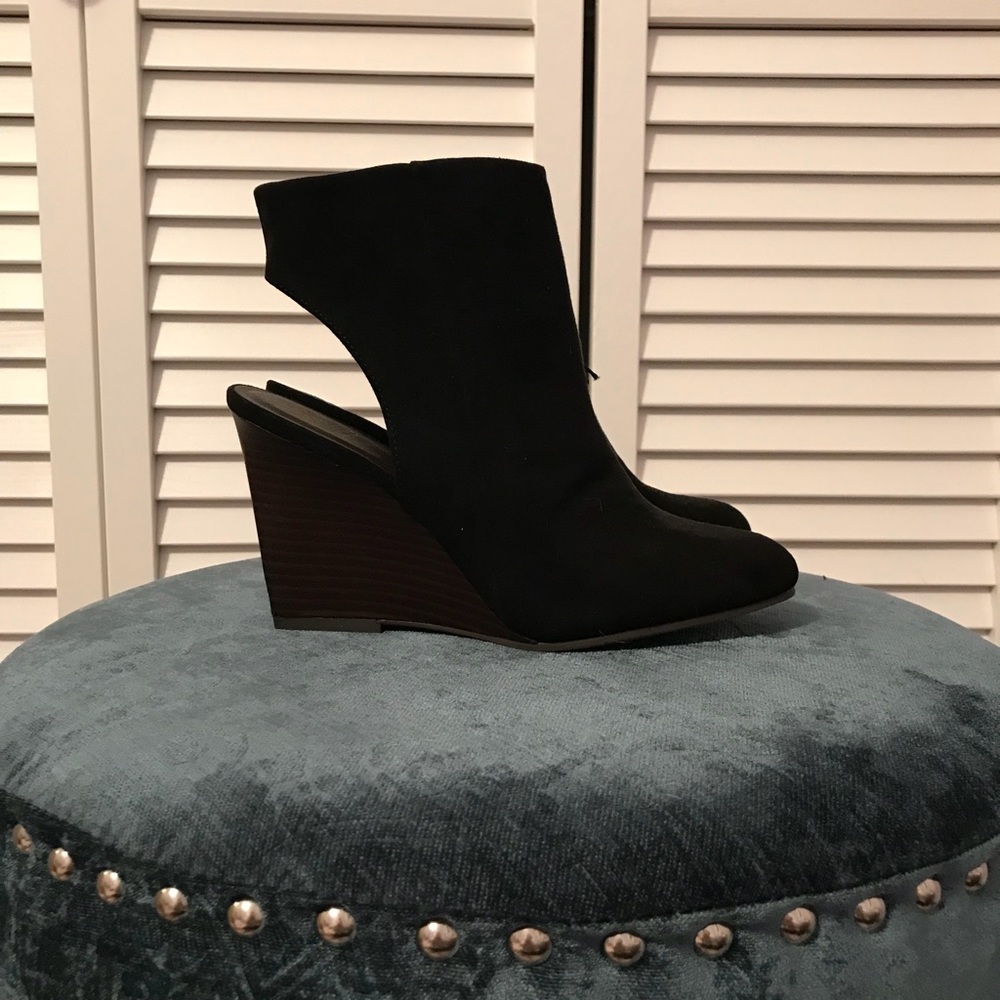 Black open back booties